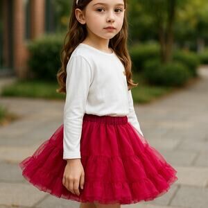 Hartstrings Girls Skirt Size 12 Pink Fluffy Ruffle Holidays Valentines Christmas